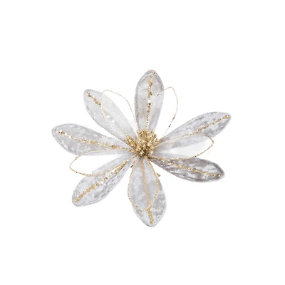 grey and Gold Cloth Gardenia Tree Pick, Pack of 4