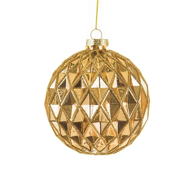 Hangable Gold Glass Diveted Ball Ornament, Pack of 4