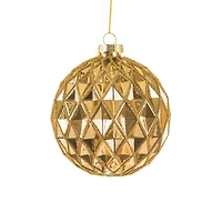 Hangable Gold Glass Diveted Ball Ornament, Pack of 4