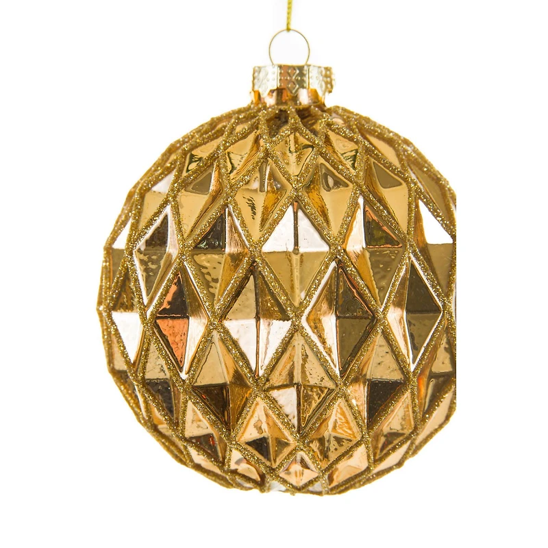 Boules en verre doré suspendues martelées, ensemble de 4