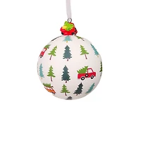 Hanging White and Green Porcelain Ball Ornament, Pack of 2