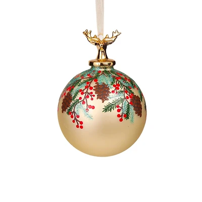 Beige and Green Porcelain Festive Ornament Spray, Pack of 2