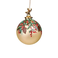 Beige and Green Porcelain Festive Ornament Spray, Pack of 2