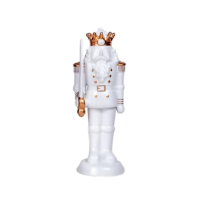 White and Gold Glass Standing-Ready Nutcracker