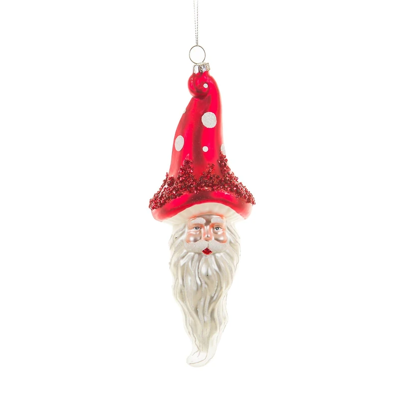 Hanging Red Glass Santa Ornament with Mushroom Hat, Pack of 3