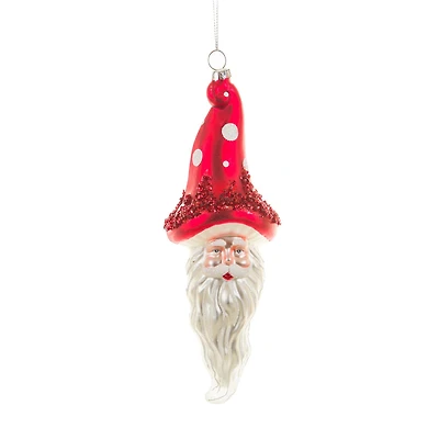 Hanging Red Glass Santa Ornament with Mushroom Hat, Pack of 3