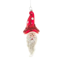 Hanging Red Glass Santa Ornament with Mushroom Hat, Pack of 3