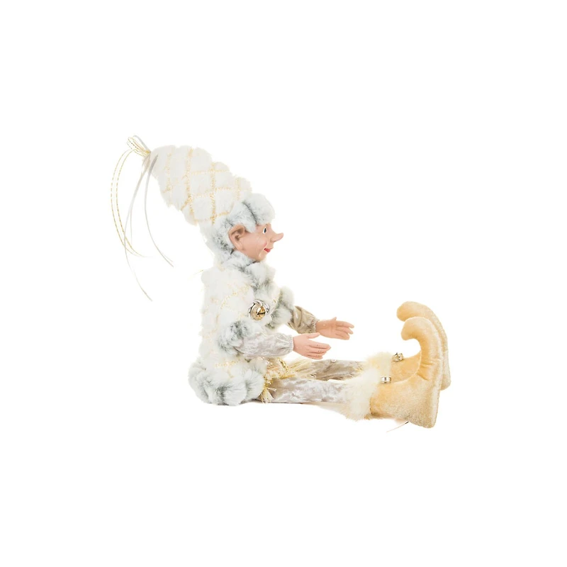 Figurine lutin suspendue en coton argenté à tenue en fourrure