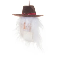 Hangable White and Brown Felt Santa Head Ornament, Pack of 4