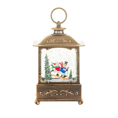 8.6" Musical Bronze Skiers Lantern