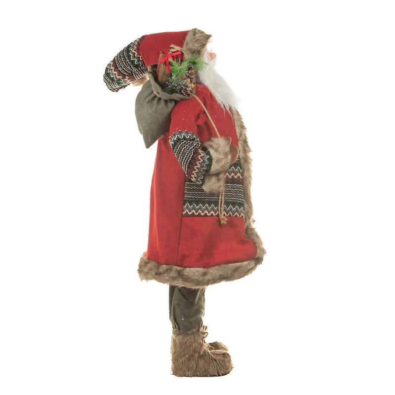 Red and grey Cloth Santa Figurine with Gifts