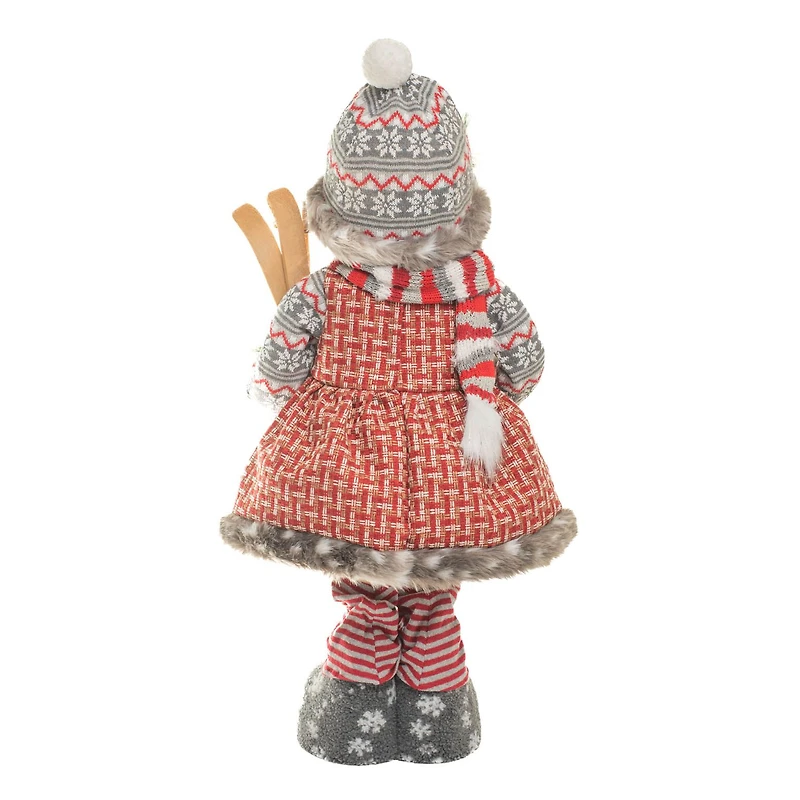 Tartan Red and White Stitched Fabric Cross-Stitch Snowman