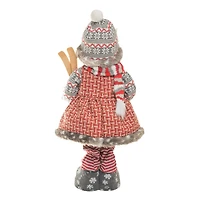 Tartan Red and White Stitched Fabric Cross-Stitch Snowman