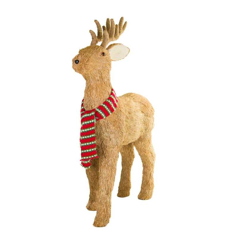 Large Brown Foam Reindeer Figurine with Scarf