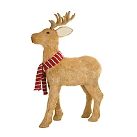 Grande figurine renne en mousse brune avec écharpe