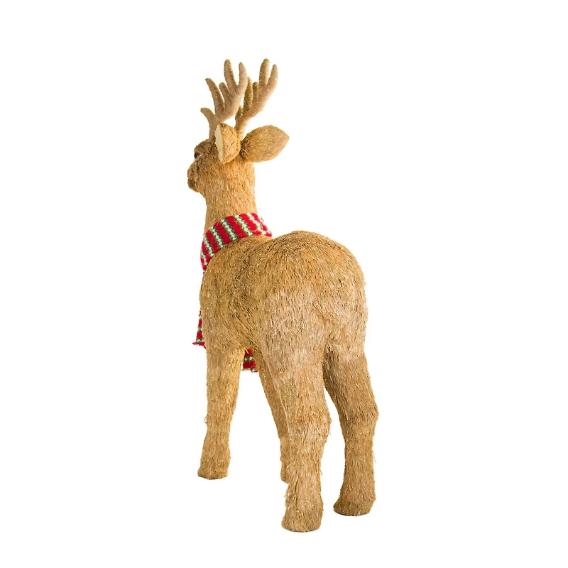 Large Brown Foam Reindeer Figurine with Scarf