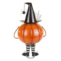 Orange and Black Metal Bouncy Pumpkin Ornament