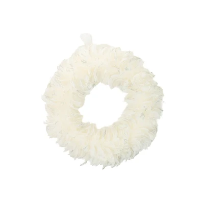 Hangable White Foam Feathery Wreath
