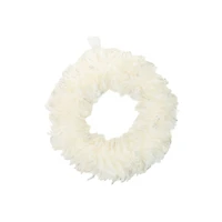 Hangable White Foam Feathery Wreath