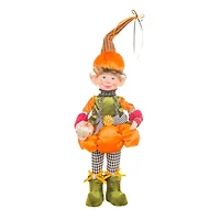 Orange and Green Cloth Elf Boy Doll with Pumpkin Hat