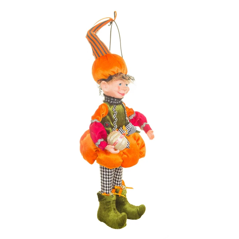 Orange and Green Cloth Elf Boy Doll with Pumpkin Hat