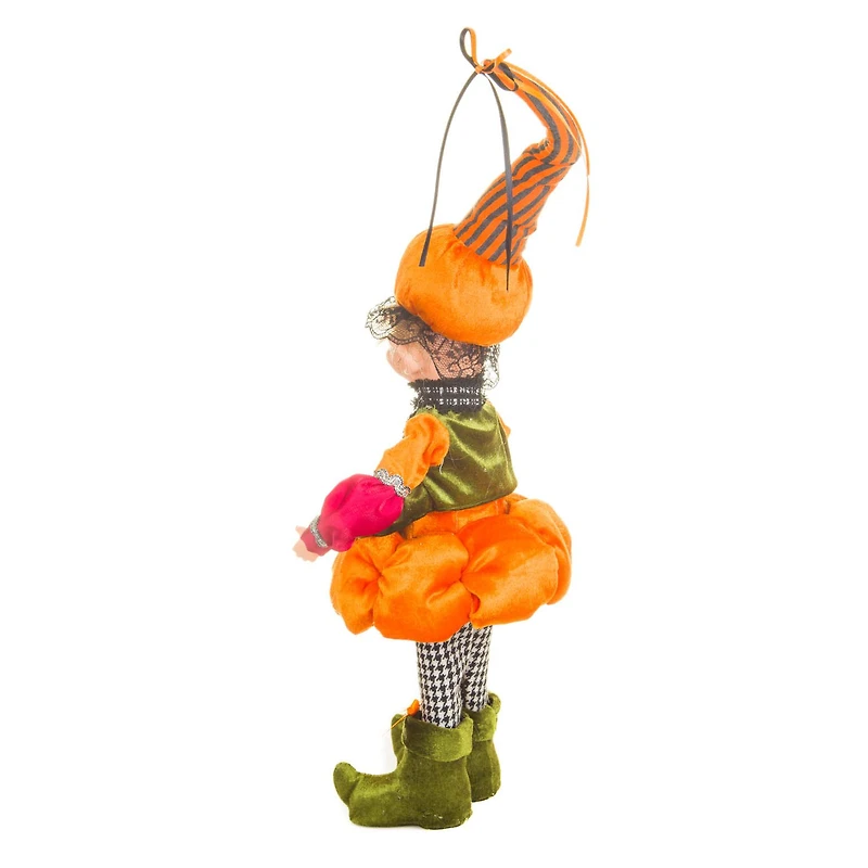 Orange and Green Cloth Elf Boy Doll with Pumpkin Hat