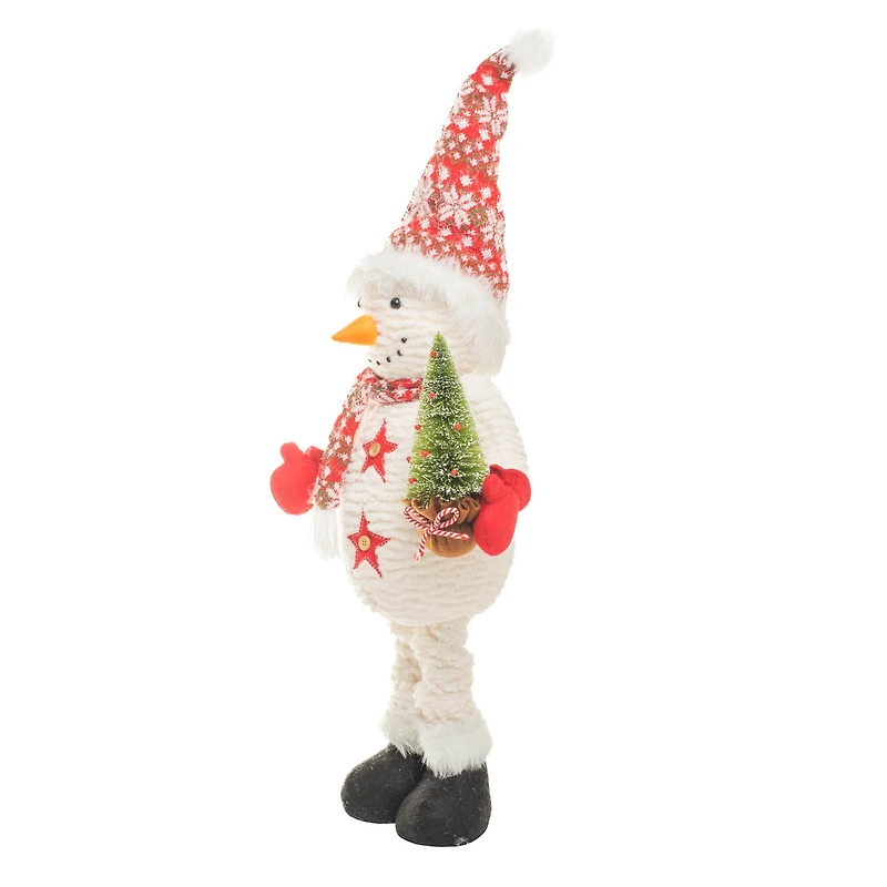 Large Snowflake White and Red Foam Snowman Figure with Tree