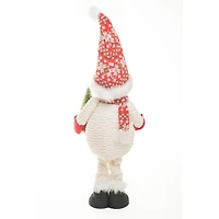 Large Snowflake White and Red Foam Snowman Figure with Tree
