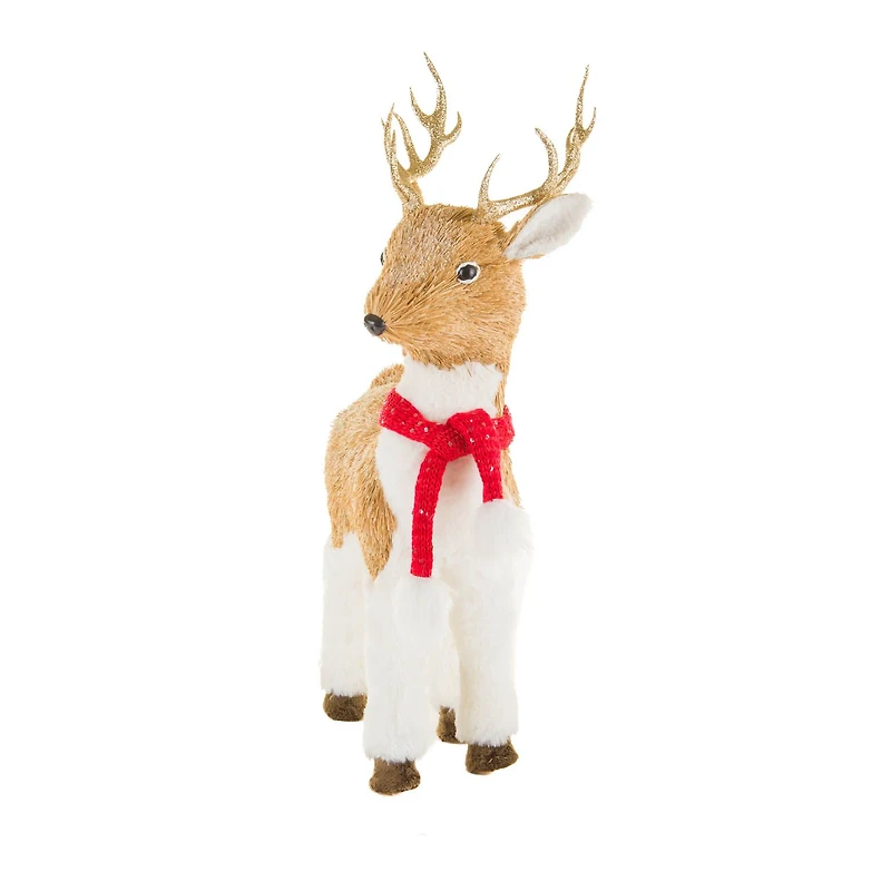 White and Brown Foam Reindeer Figurine with Scarf