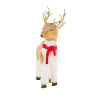 White and Brown Foam Reindeer Figurine with Scarf