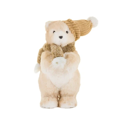 Cream and Beige Teddy Bear Figurines, Pack of 2