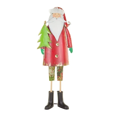 Red and White Metal Groovy Santa Display with Gold Accents
