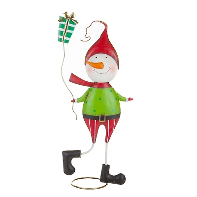 Red and Green Metal Snowman Tree Topper