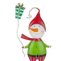 Red and Green Metal Snowman Tree Topper