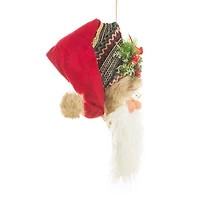 Hanging Striped Red and White Cotton Santa Head Decoration