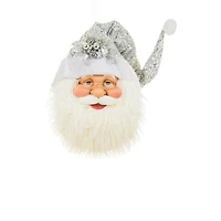 Hanging Silver and White Cotton Cherubic Santa Claus Head