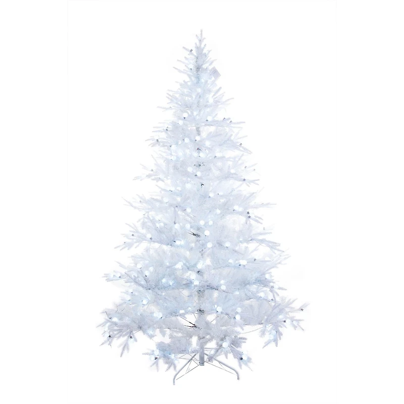 Flocked White Pe/Pvc Cool White LED Christmas Tree with Lights