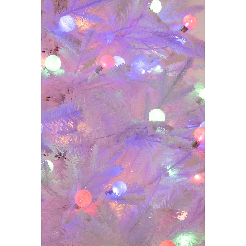 Flocked White Pe/Pvc Cool White LED Christmas Tree with Lights