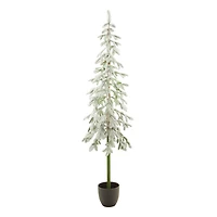 Flocked Green and White Pvc/Pe Christmas Tree