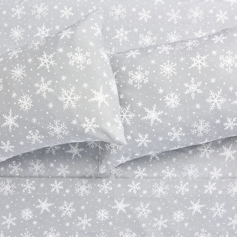 Snowflakes Flannel Sheet Set