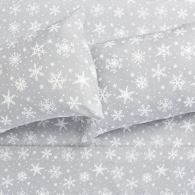 Snowflakes Flannel Sheet Set