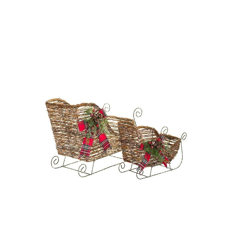 Accents luge rustique suspendus en bois brun scintillant, paire