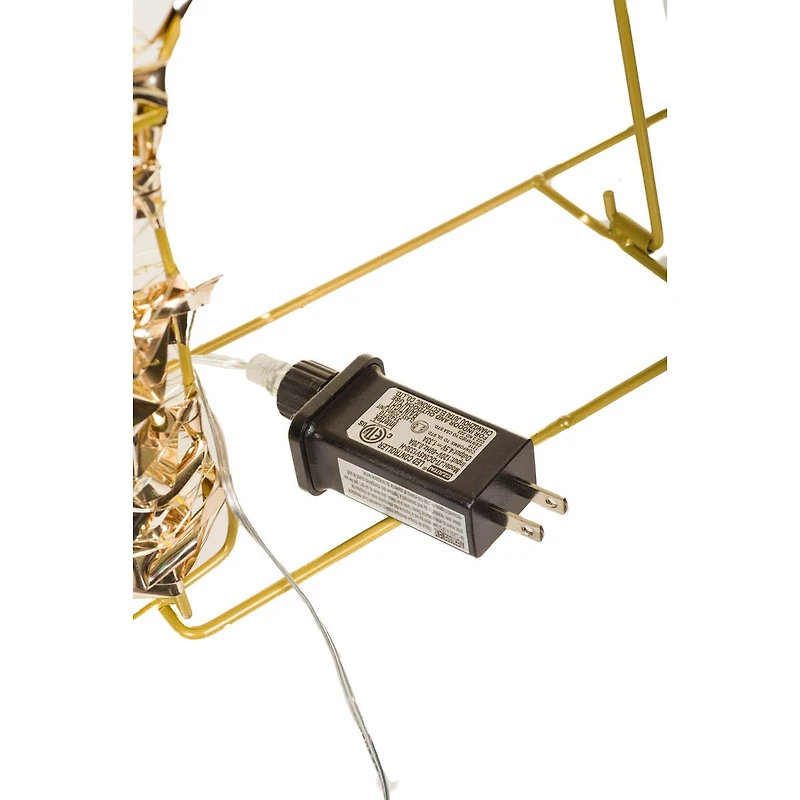 Gold Metal Ribbon Prancing Reindeer Warm White LED Display