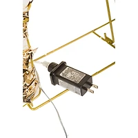 Gold Metal Ribbon Prancing Reindeer Warm White LED Display