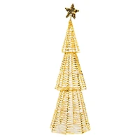 Gold Metal Ribbon Prancing Reindeer Warm White LED Display