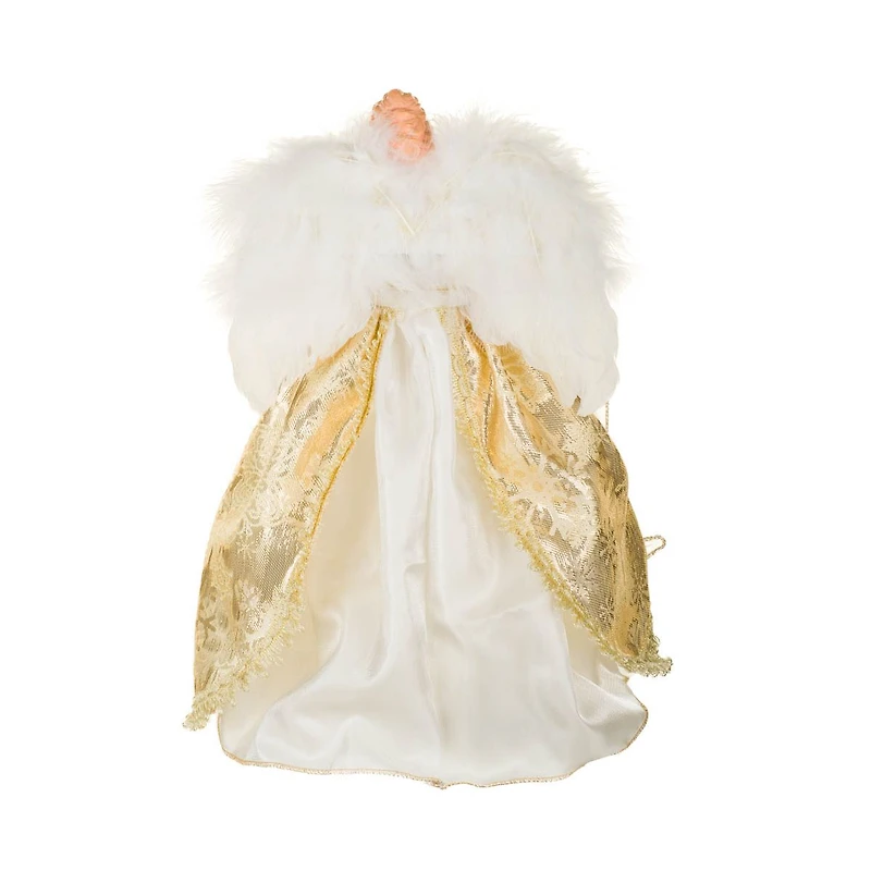 Ivory and Gold Fabric 10-Light Angel Tree Topper with Stars