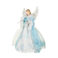 Snowflake Blue and Silver Fabric Icy 10-LIGHT Angel Tree Topper Stars