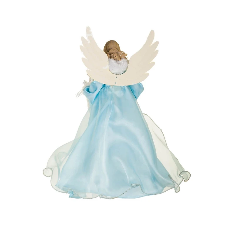 Snowflake Blue and Silver Fabric Icy 10-LIGHT Angel Tree Topper Stars