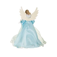 Snowflake Blue and Silver Fabric Icy 10-LIGHT Angel Tree Topper Stars