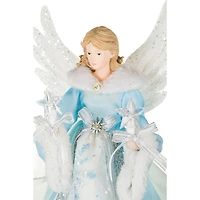 Snowflake Blue and Silver Fabric Icy 10-LIGHT Angel Tree Topper Stars